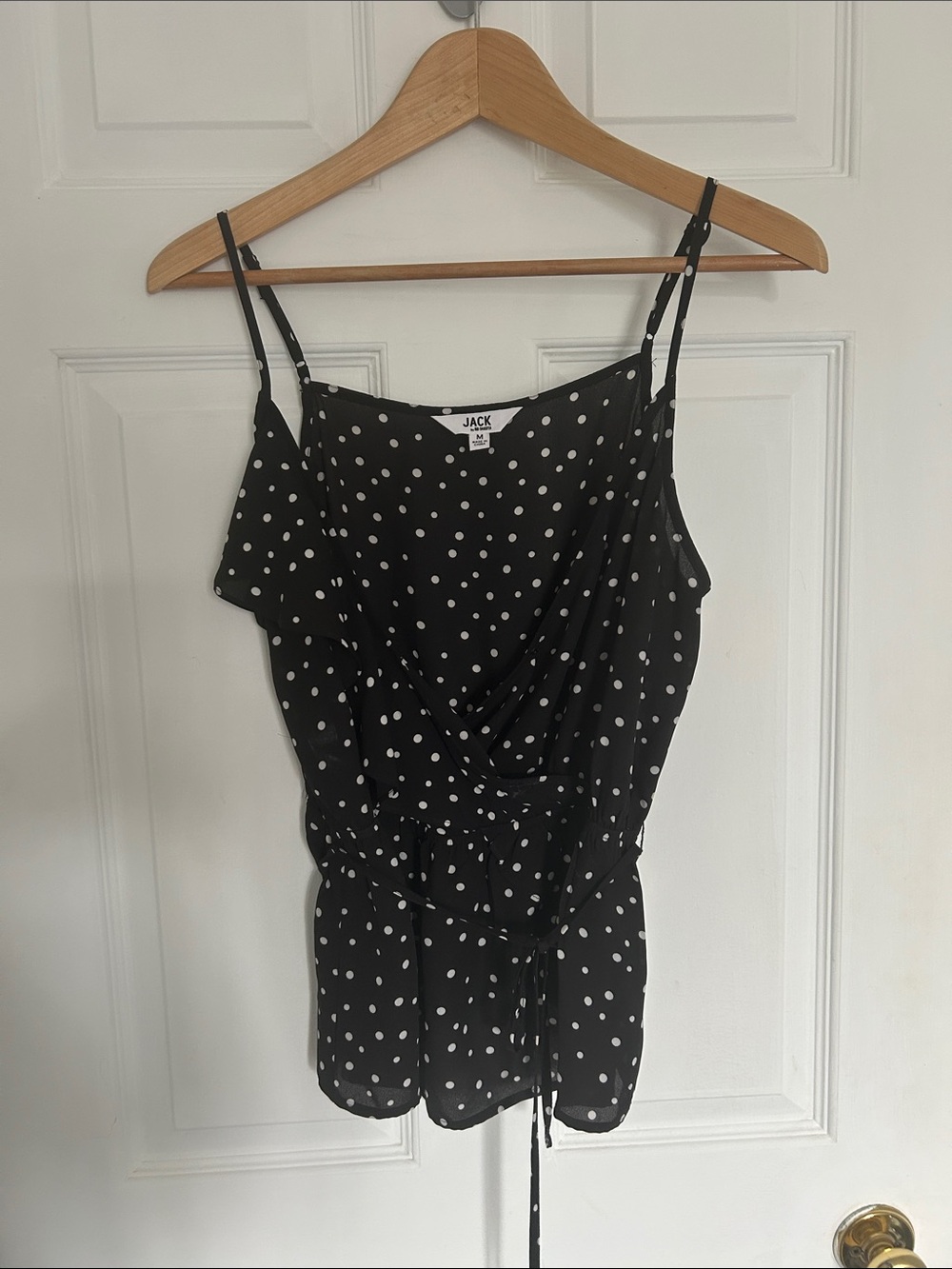 Jack by BB Dakota Black Polka Dot Cami with Drawstring Waist